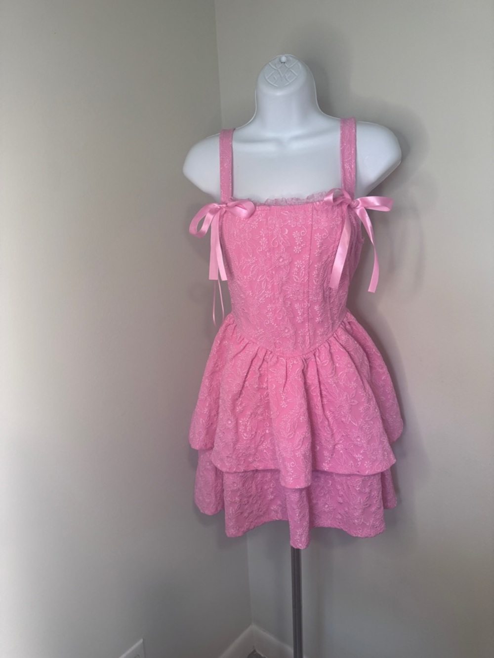 Francesca's Collections Pink Lace Mini Dress